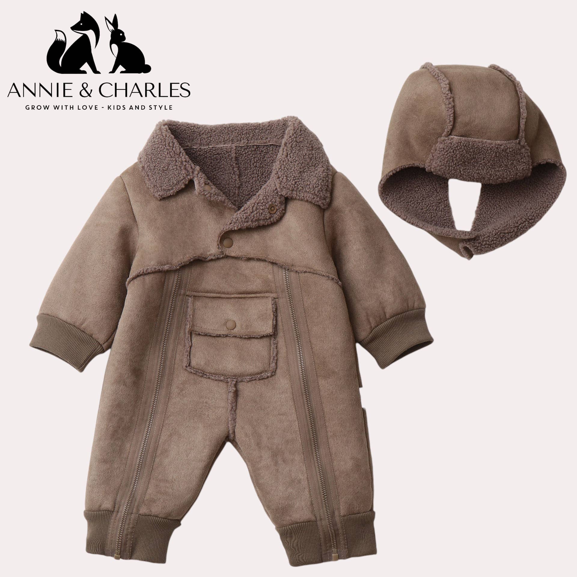 Annie & Charles – wholesale Jumpsuit – Baby – Annie & Charles® vegan suede suit4