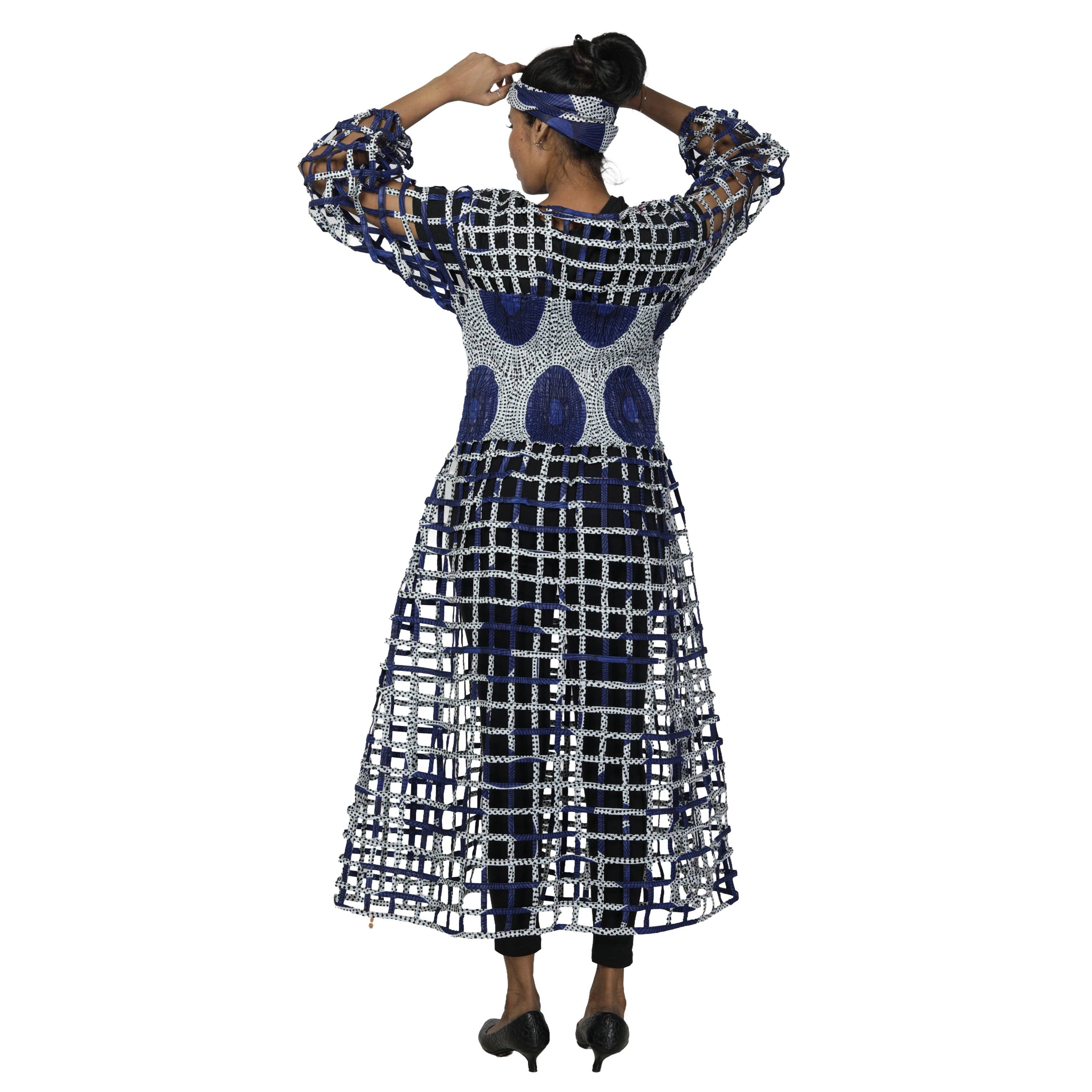 African Stars - Wholesale Dress - Women's - Women's Long Sleeve Smocked Bodice Cage Dress -- FI-ST1225