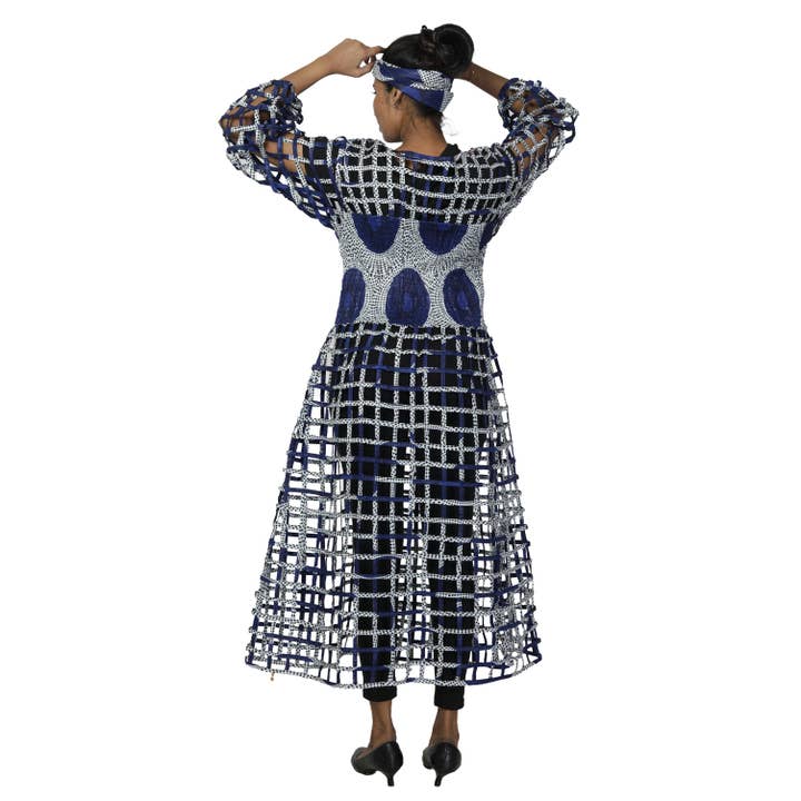 African Stars - Wholesale Dress - Women's - Women's Long Sleeve Smocked Bodice Cage Dress -- FI-ST1225