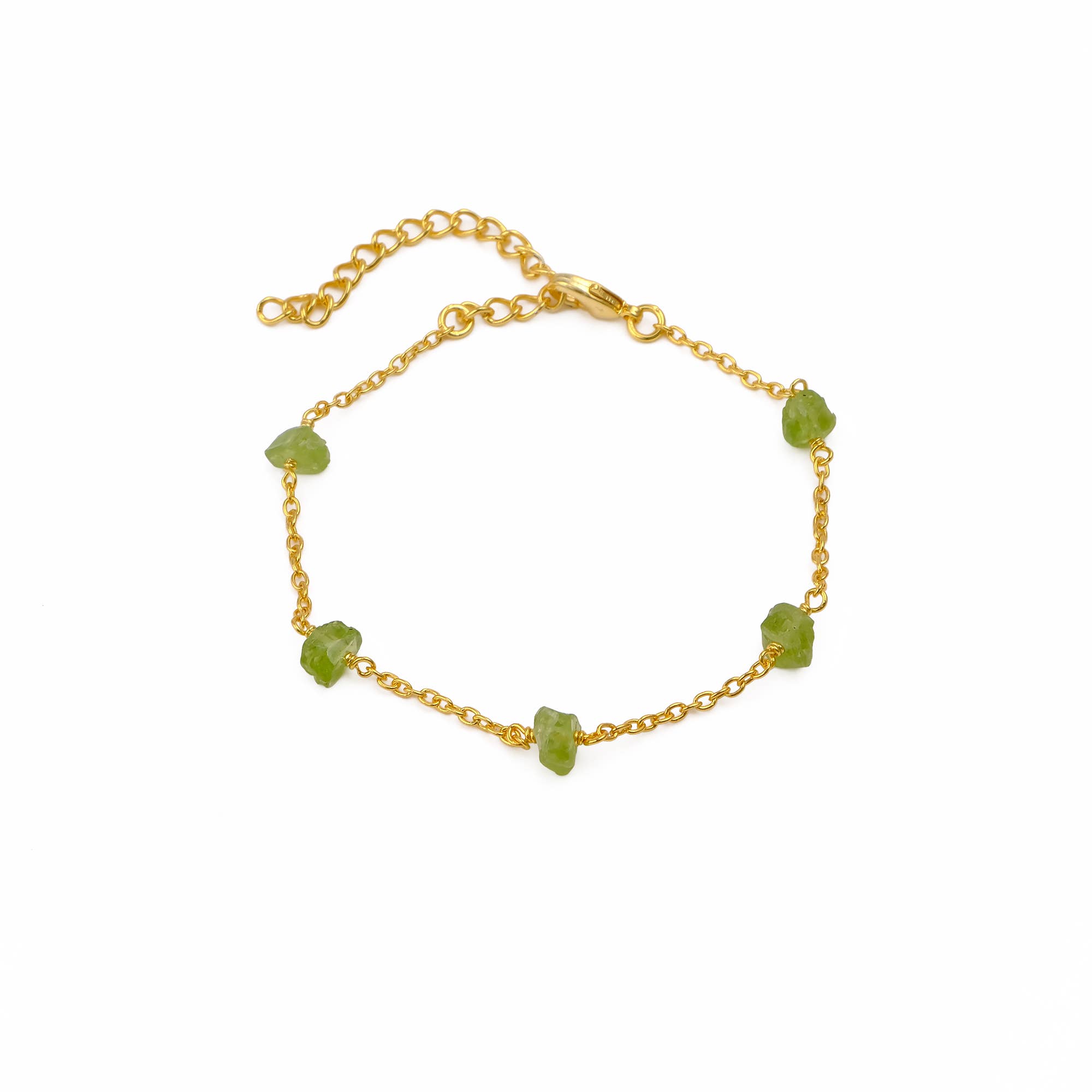 El Joyero – wholesale Link & chain bracelet – Raw Peridot Adjustable August Birthstone Chain Bracelets1