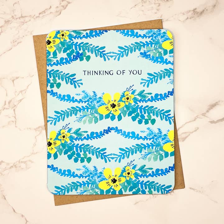 Paper Loop | Hand-Painted Greeting Cards - Wholesale Thinking of You Card - Thinking Of You, Vintage Inspired Boho Floral Greeting Card1