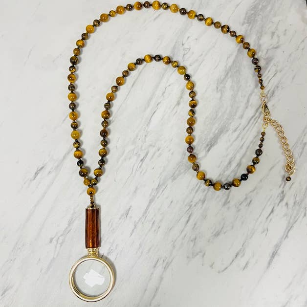 Tigers Eye Magnifying Glass Necklace for wholesale by Anita K By Blushing Pink