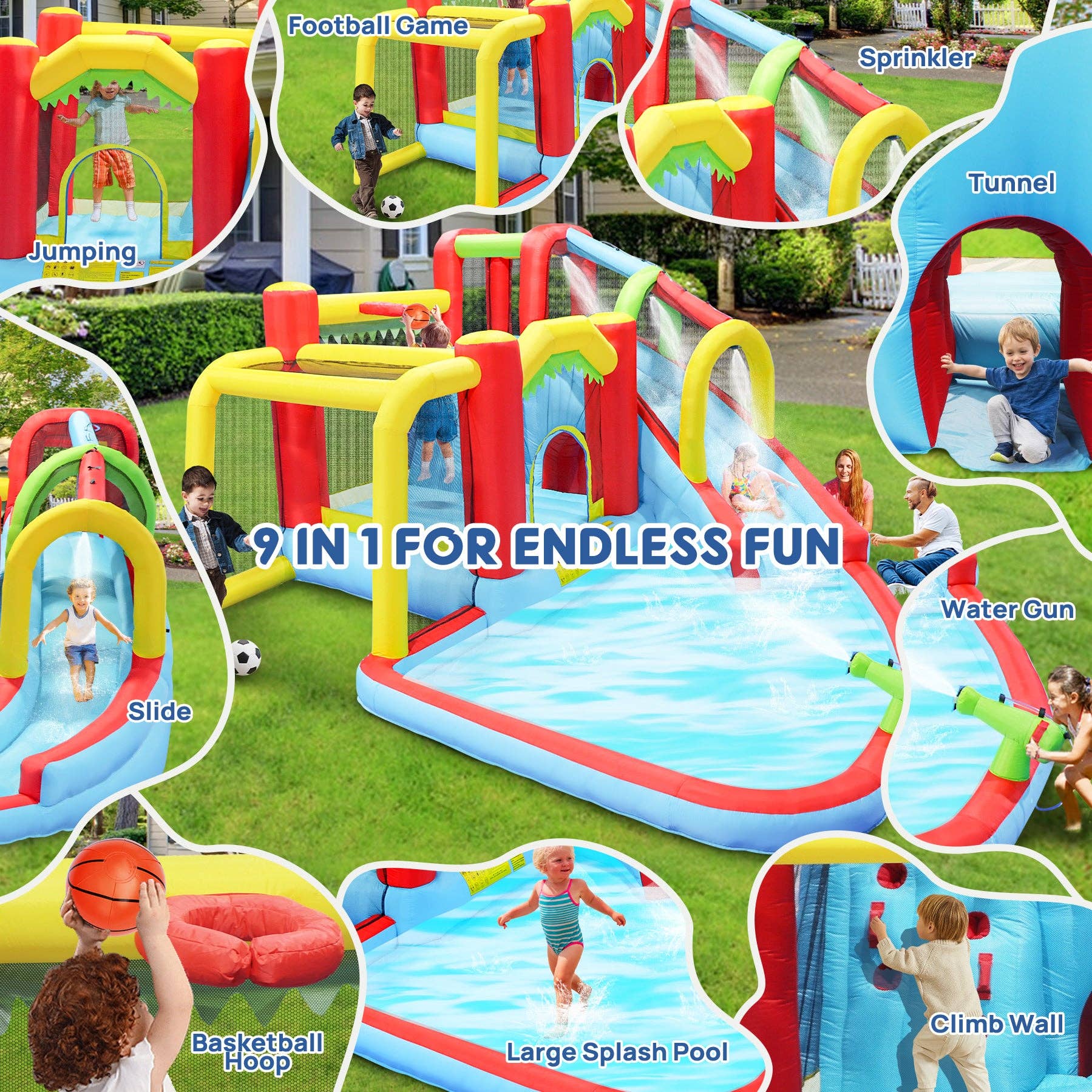39F Inc. - Wholesale Inflatables - 7-in-1 Inflatable Water Park Bounce House – Slide, Pool 2