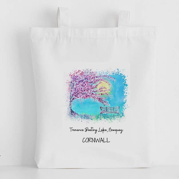 Luxury Canvas Tote Bag, Trenance Boating Lake, Newquay for wholesale by H'Art and Design