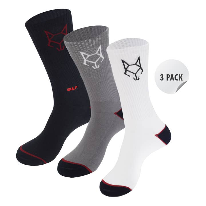 Chaussettes WULF Classic Crew pour hommes, multicolores, lot de 3 pour la vente par WULF