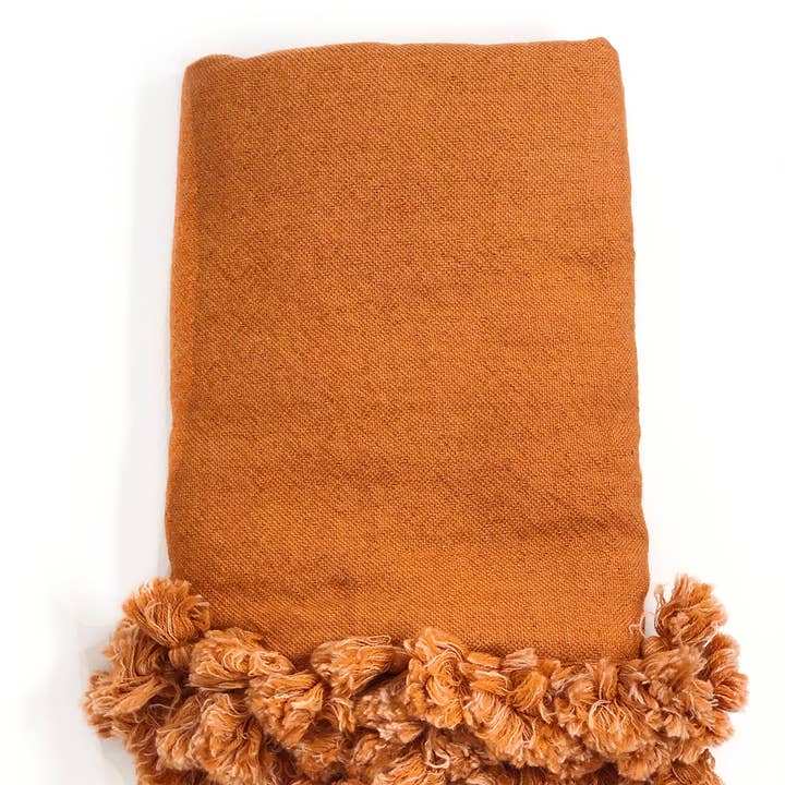 Scents and Feel - Vente Plaids - Jeté Laine Léger Couleur unie avec Pompon1