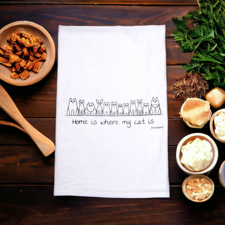 Green Bee Tea Towels - Wholesale Tea Towel - Cat Is Home Dish Towel | Tea Towels | Flour Sack Towels