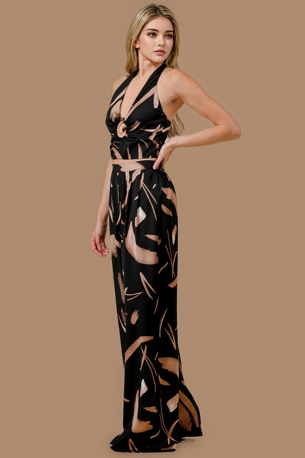 BLACK COMBO ASWF5213E_WOVEN RINT W/ HARDWARE TRIM HALTER SET for wholesale on Faire1