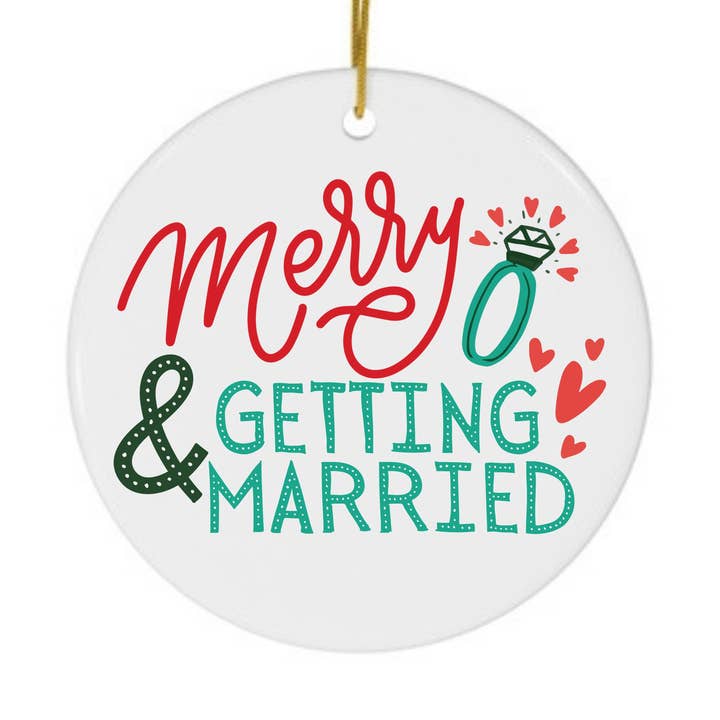 Engagement Christmas Ornament - Engaged Holiday Ornaments for wholesale by R is for Robo