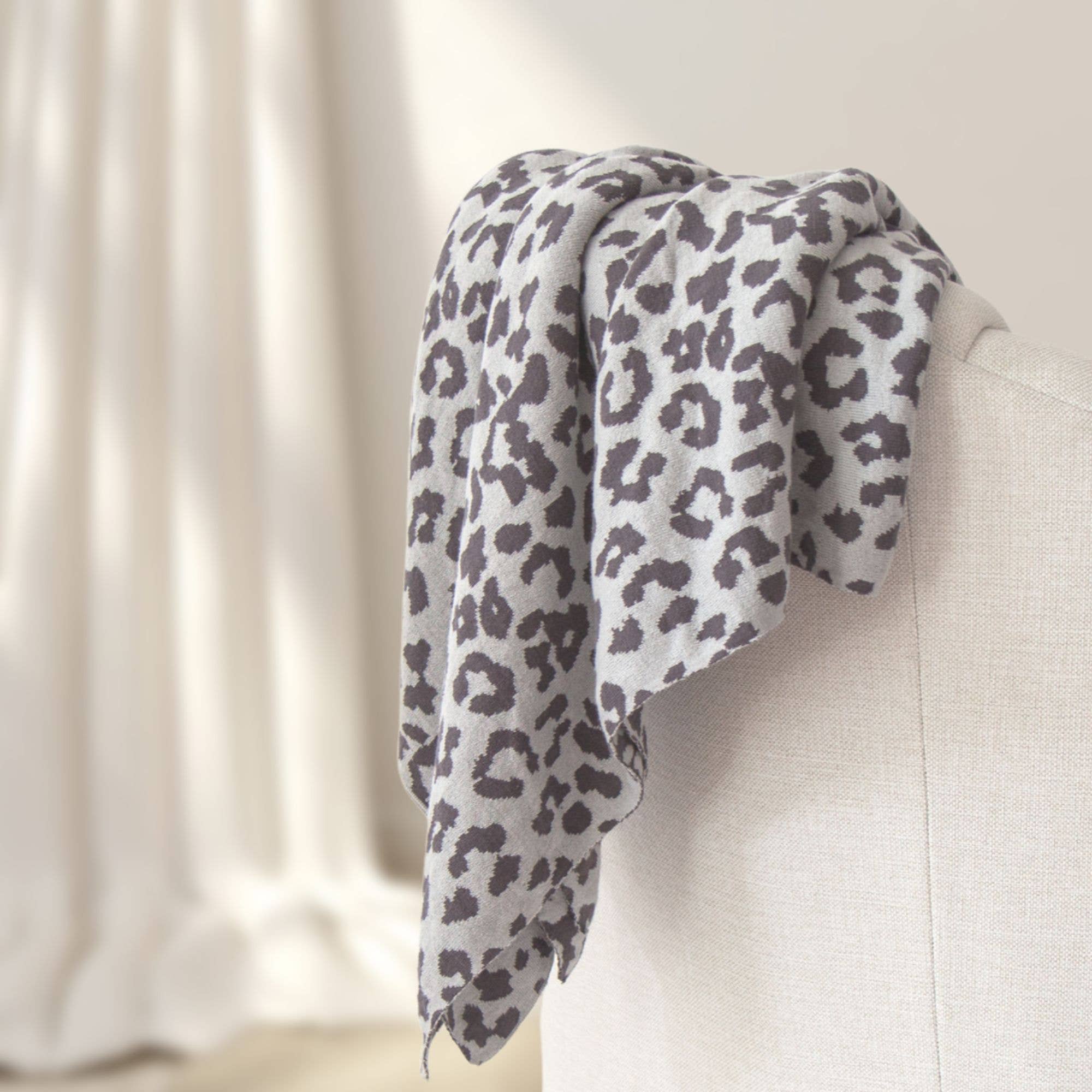 Tajik  Home  LLC - Vente Plaids - Plaid en coton tricoté Lucia léopard - doux et confortable12