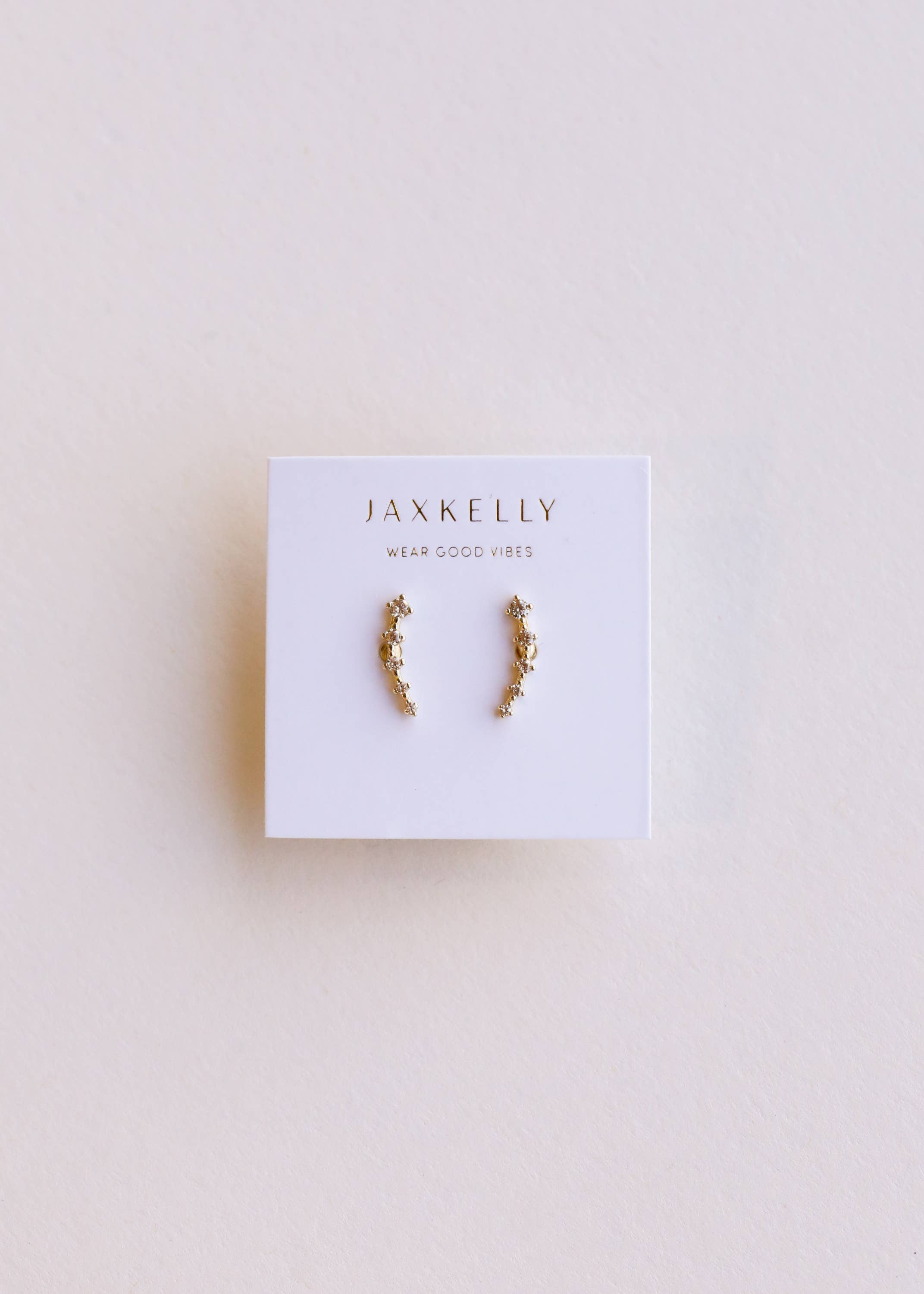 JaxKelly – wholesale Stud/post earrings – Crawler - Champagne CZ - Gold Earrings1