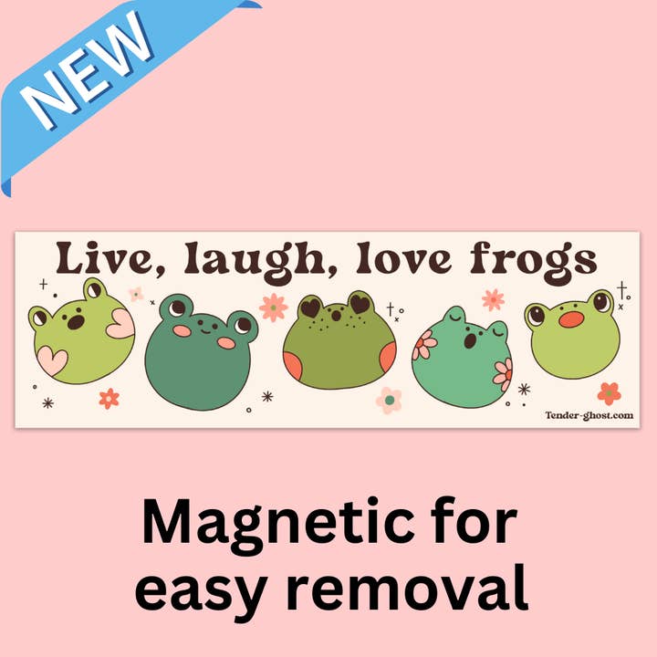 Tender Ghost - Wholesale Magnet - Live Laugh Love Frogs Bumper Magnet
