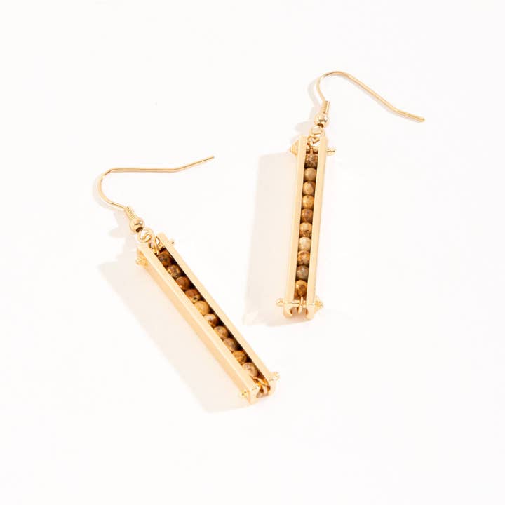 Elsie & Zoey - Wholesale Dangle Earrings - Sale - Parker Genuine Stone Bar Drop Earrings1