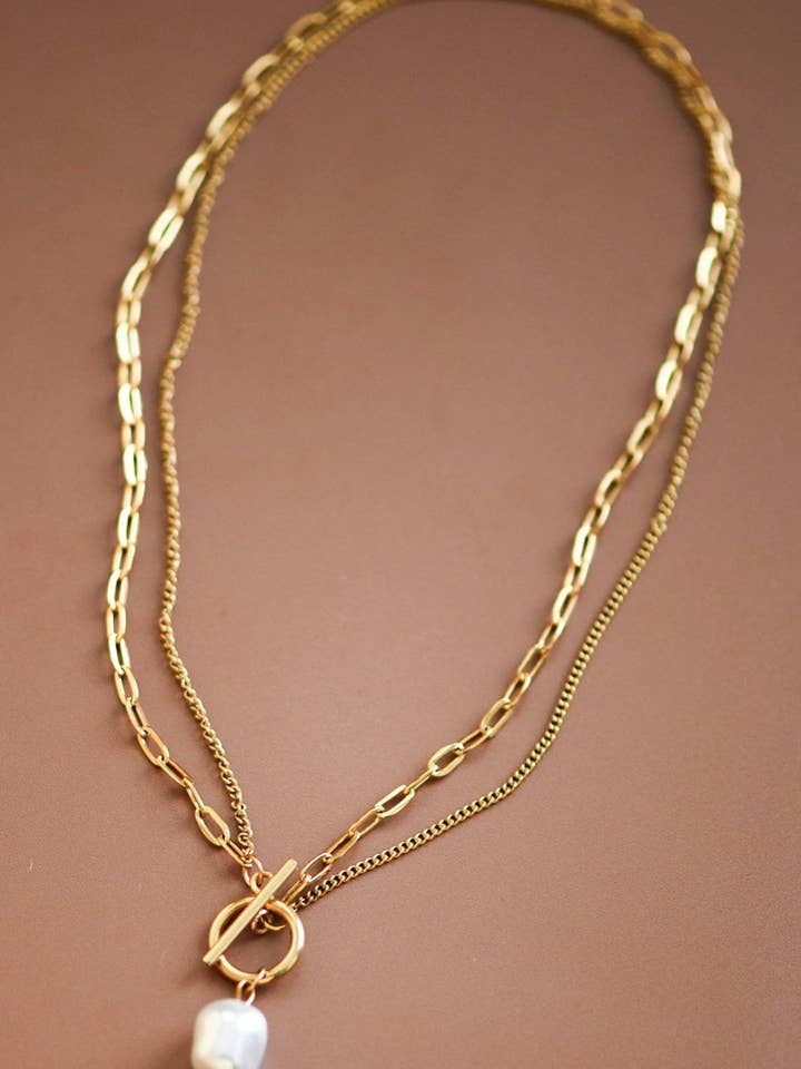 18K Gold Plated Waterproof Stainless Steel Chain Necklace - 6860 for wholesale by Mia Accessories