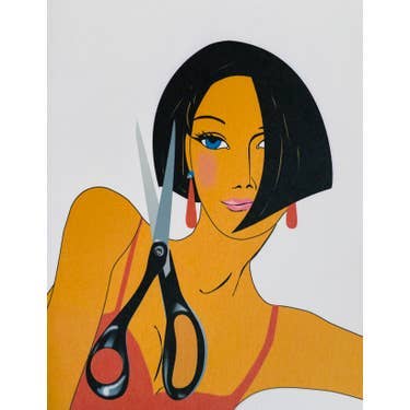 Studio Daedre - Wholesale Stationery/Notecard Set - 60's Gal + Scissors Boxed Note Card0