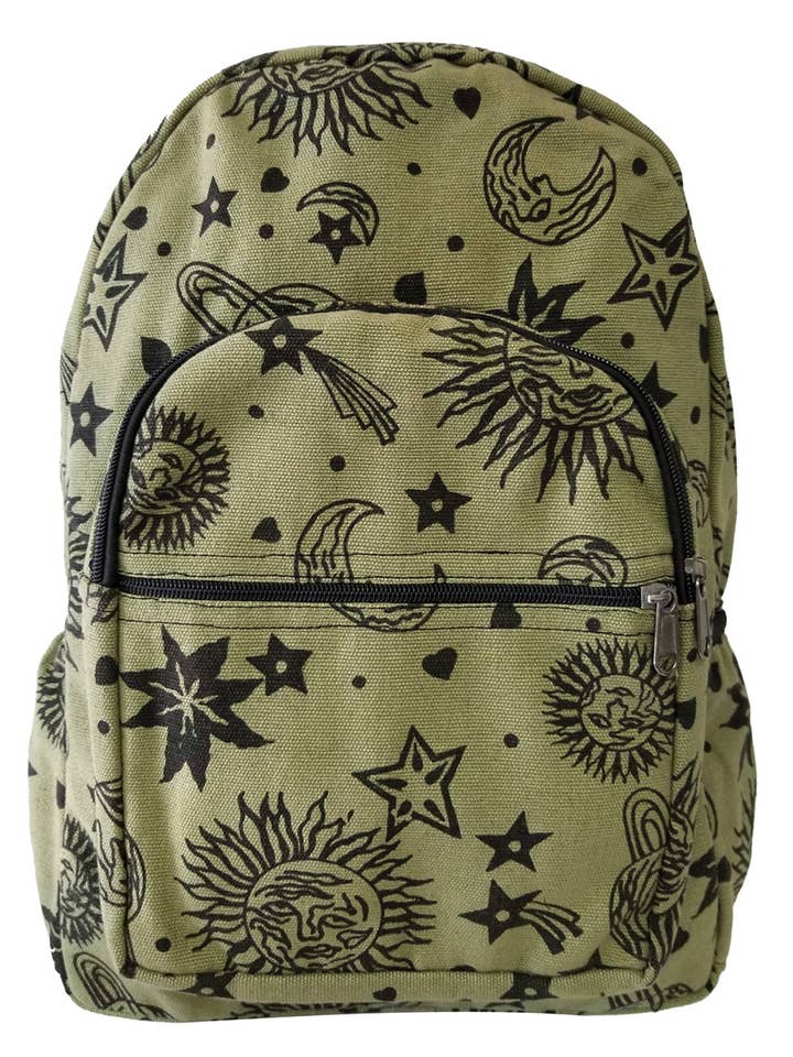 Sac à dos Soleil et Lune avec trois poches zippées extérieures pour la vente par Yak & Yeti