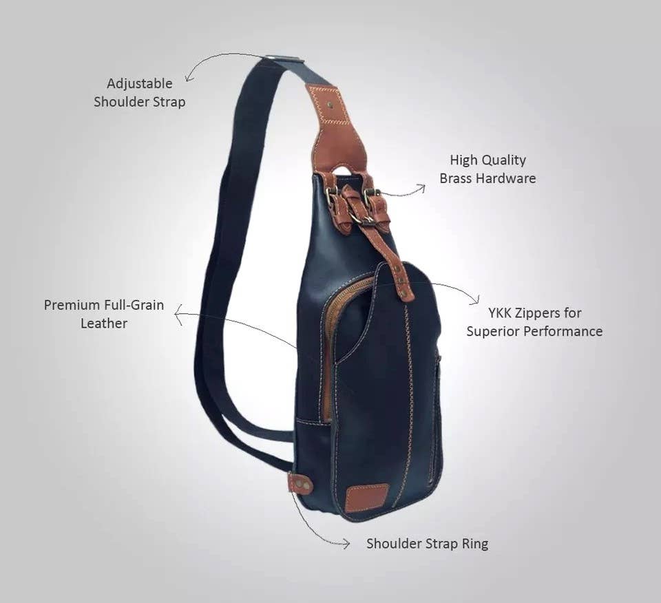 The Master Tanners - Vente Sac à bandoulière – homme - Sac à bandoulière en cuir véritable pour hommes, sac à bandoulière, sac de poitrine6