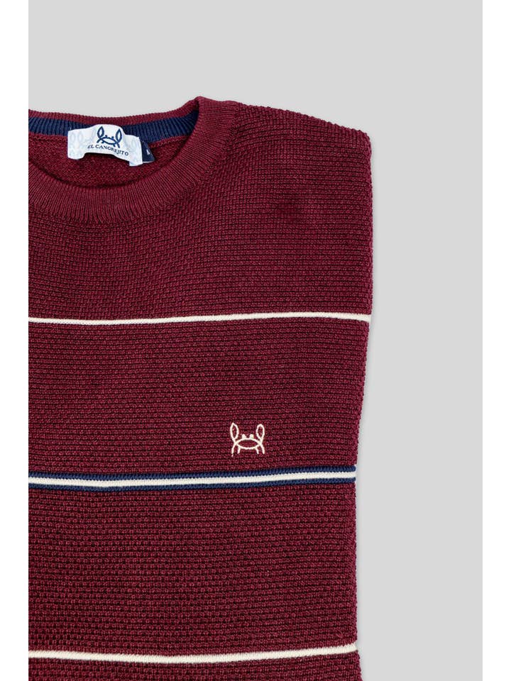 Custi Mikelo: Men's Clothing & Christmas Gifts - Vente Pull en maille – homme - Pull Rayé Bordeaux1