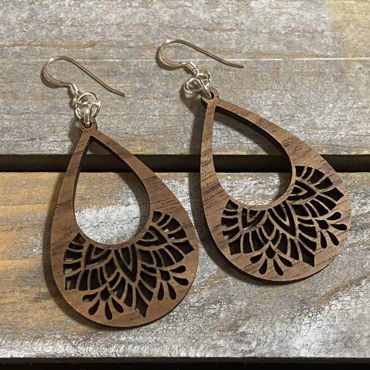 Chickadee Creations - Wholesale Dangle Earrings - Walnut wood earrings
