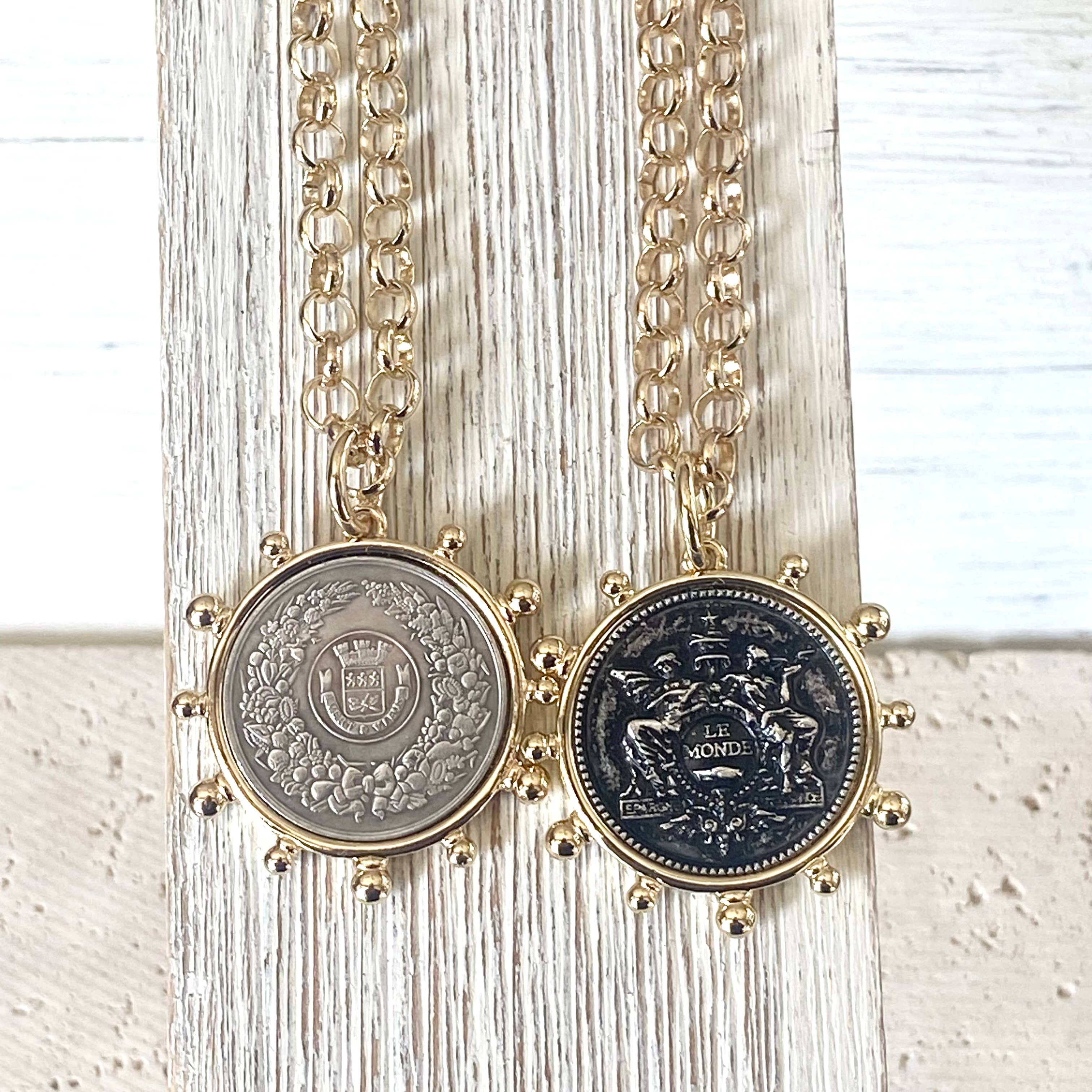 VB&CO Designs Handmade Jewelry - Wholesale Pendant/Charm Necklace - Simple French coin necklace rolo chain4