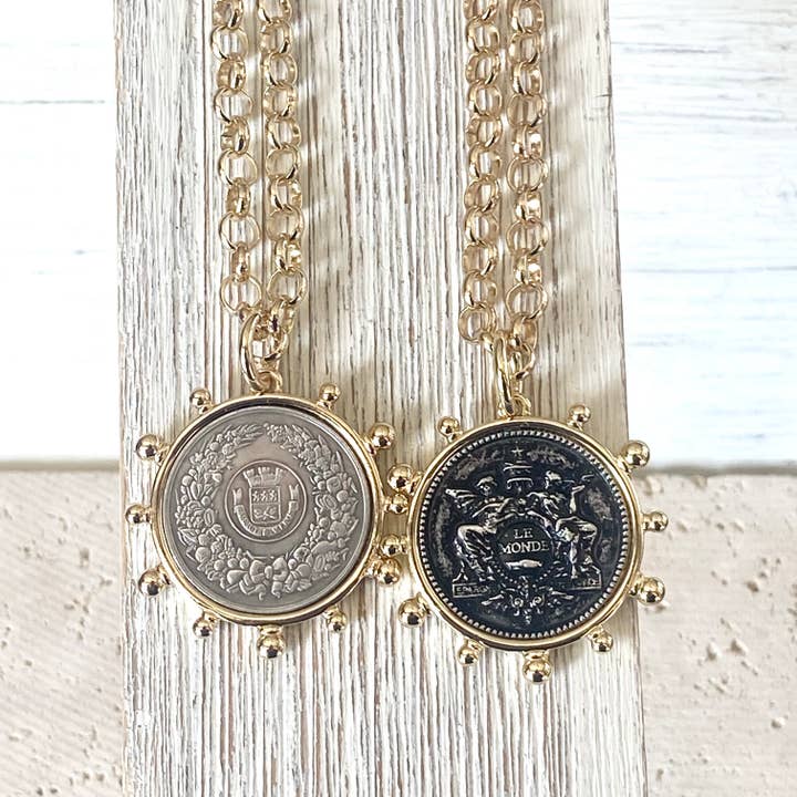 VB&CO Designs Handmade Jewelry - Wholesale Pendant/Charm Necklace - Simple French coin necklace rolo chain4