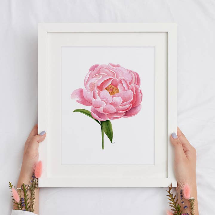 Impression d'art aquarelle pivoine | Impression d'art giclée pour la vente par Markdisha Designs
