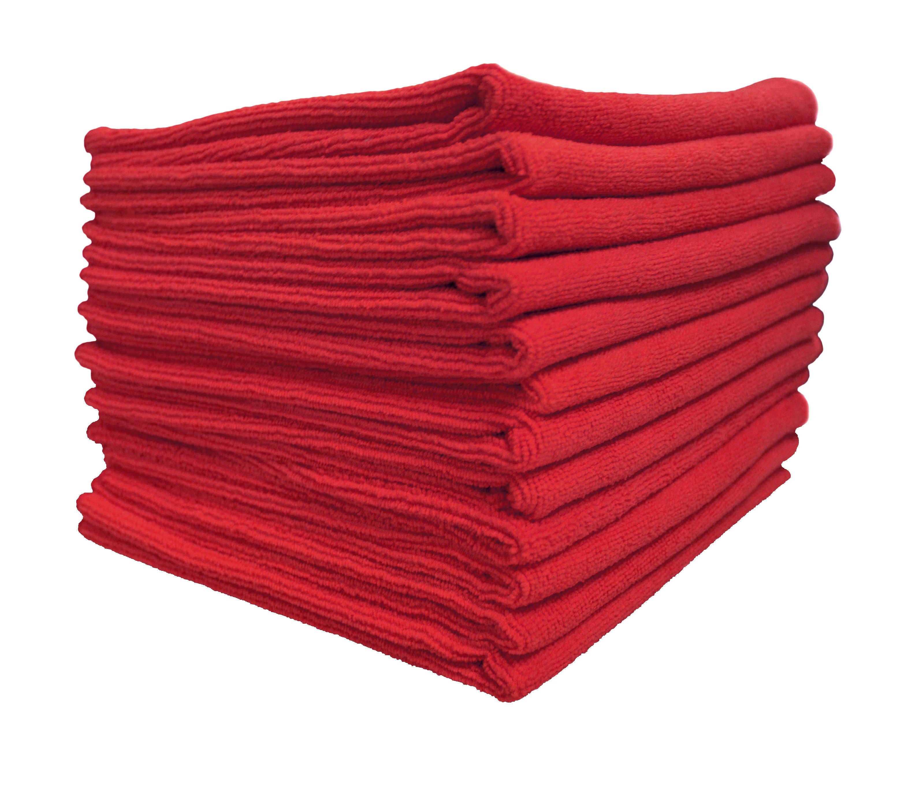 Everplush - Wholesale Cleaning Cloth - Commercial Microfiber Cleaning Cloths, 12 Pack - Red3
