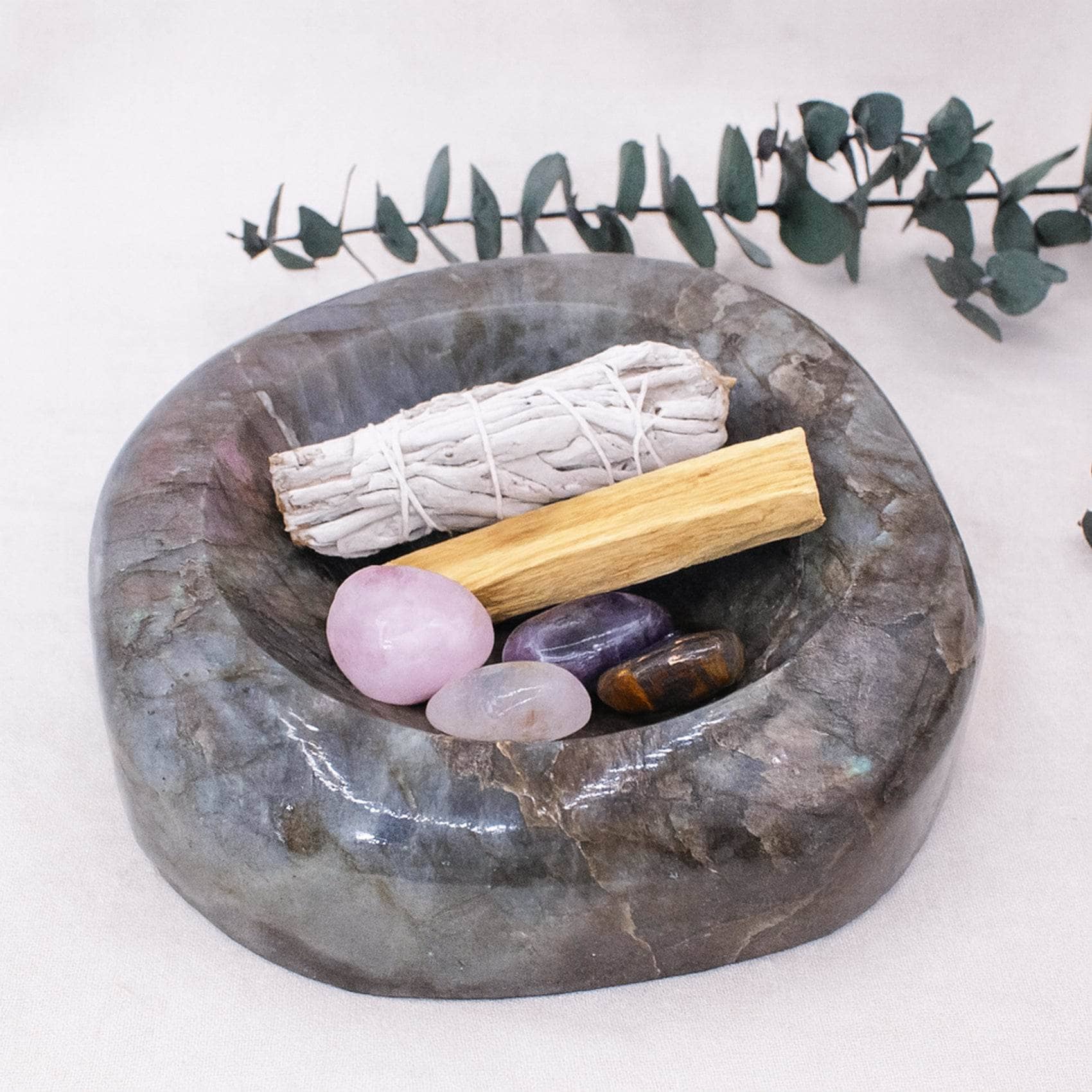 Tiny Rituals - Wholesale Spiritual Stone/Crystal - Genuine Labradorite Blue Flame Bowl - 1 of a Kind0