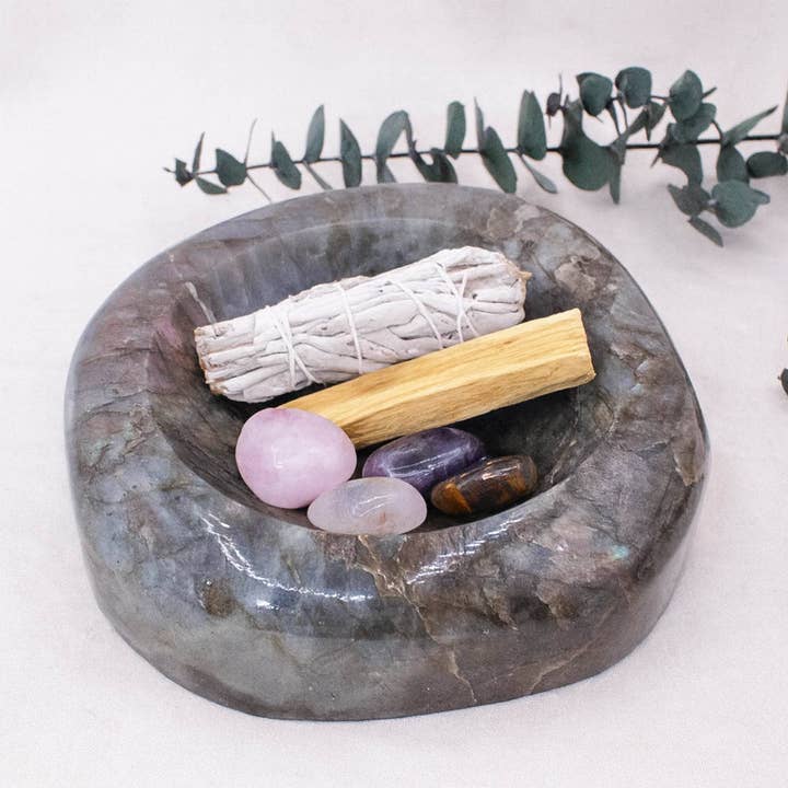 Tiny Rituals - Wholesale Spiritual Stone/Crystal - Genuine Labradorite Blue Flame Bowl - 1 of a Kind