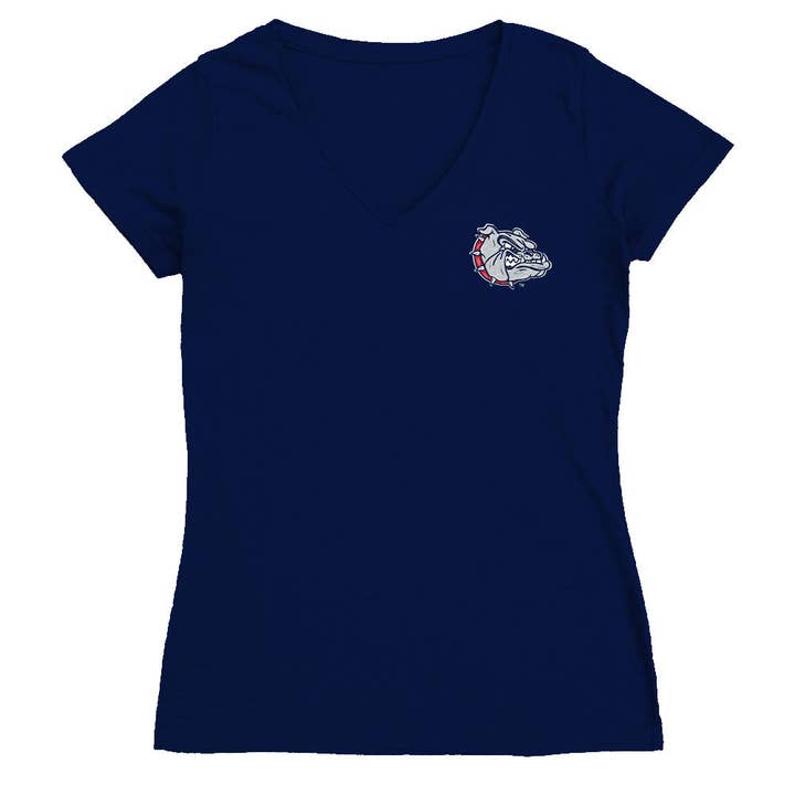 Gonzaga Bulldogs Zags GU Hand Sketched Vive La Fete Impressions Artwork Women Cotton Short Sleeve V-Neck Tshirt for wholesale by Vive La Fete