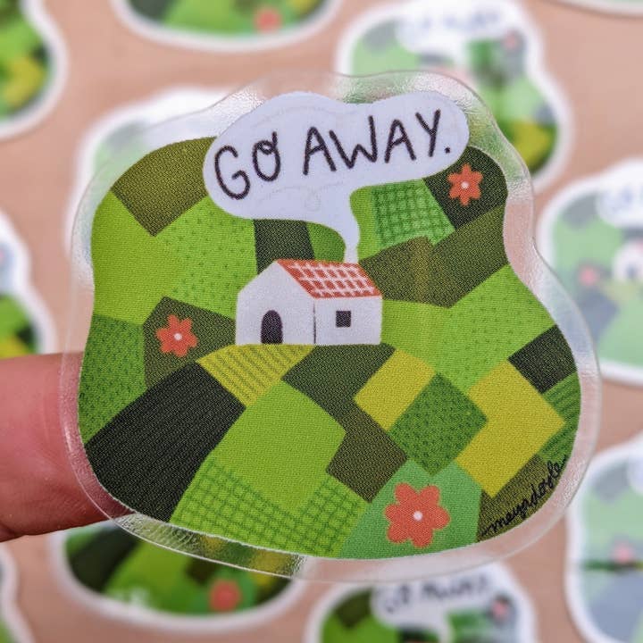 Va-t'en - Autocollant en vinyle transparent pour la vente par Mimo