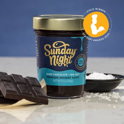 Sunday Night Foods – Großhandel Schokoladensoße/-aufstrich – Dunkle Schokolade + Meersalz-Schokoladensauce