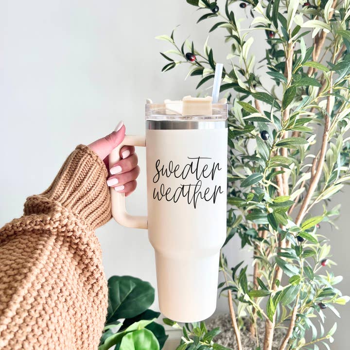 Gia Roma - Wholesale Insulated Mug/Tumbler - Fall 40oz Tumblers with Lid & Straw, Autumn Drinkware Mugs137