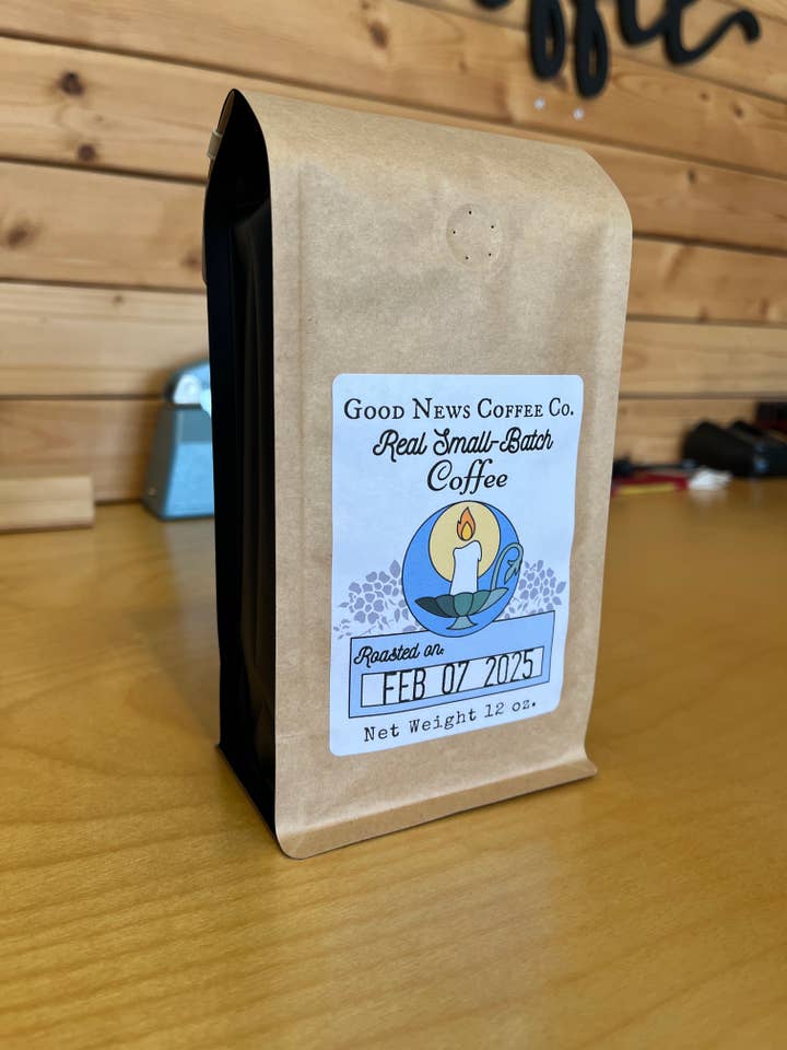12 oz. Retail Coffee Bags for wholesale by Good News Coffee Co.