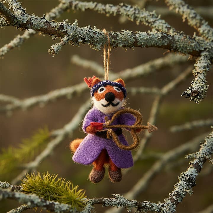 Felt So Good - Wholesale Ornament - Handmade Felt Fox Robin Hood & Maid Marion Decoration5