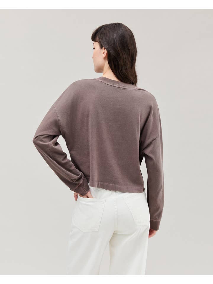 Womens Relaxed Crop Long Sleeve Tee - Pigment Dye Jersey - Mole for wholesale on Faire3
