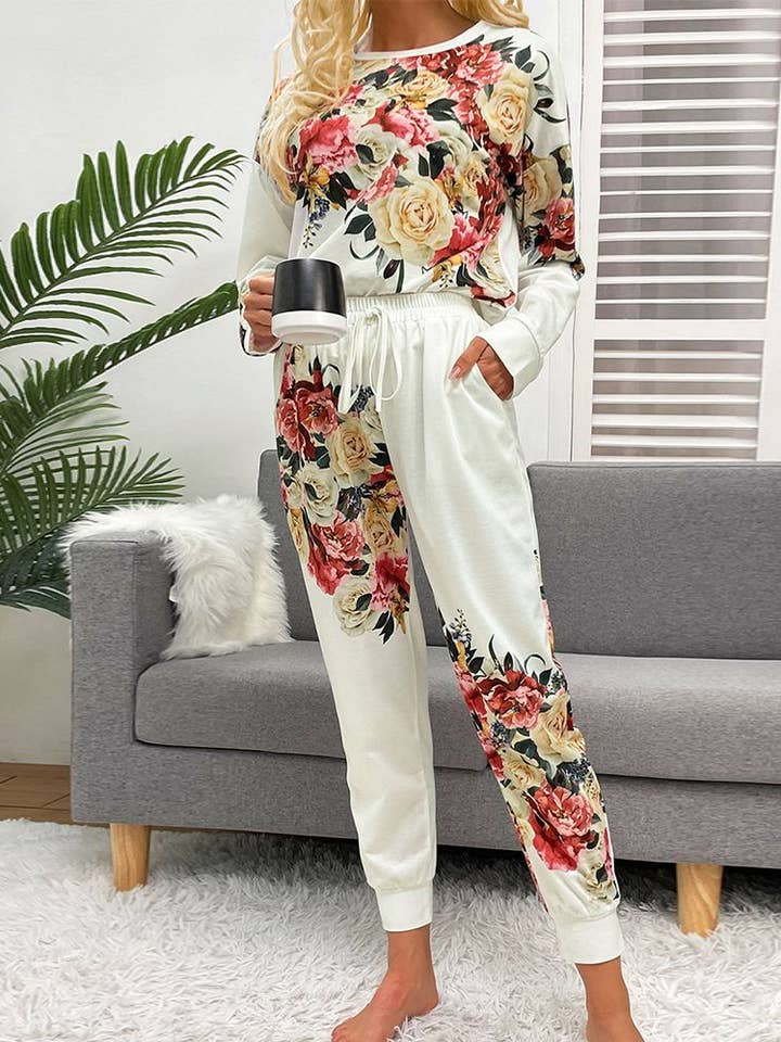 Floral Long Sleeves with Joggers lounge sets for wholesale by KTNN Studio Inc.