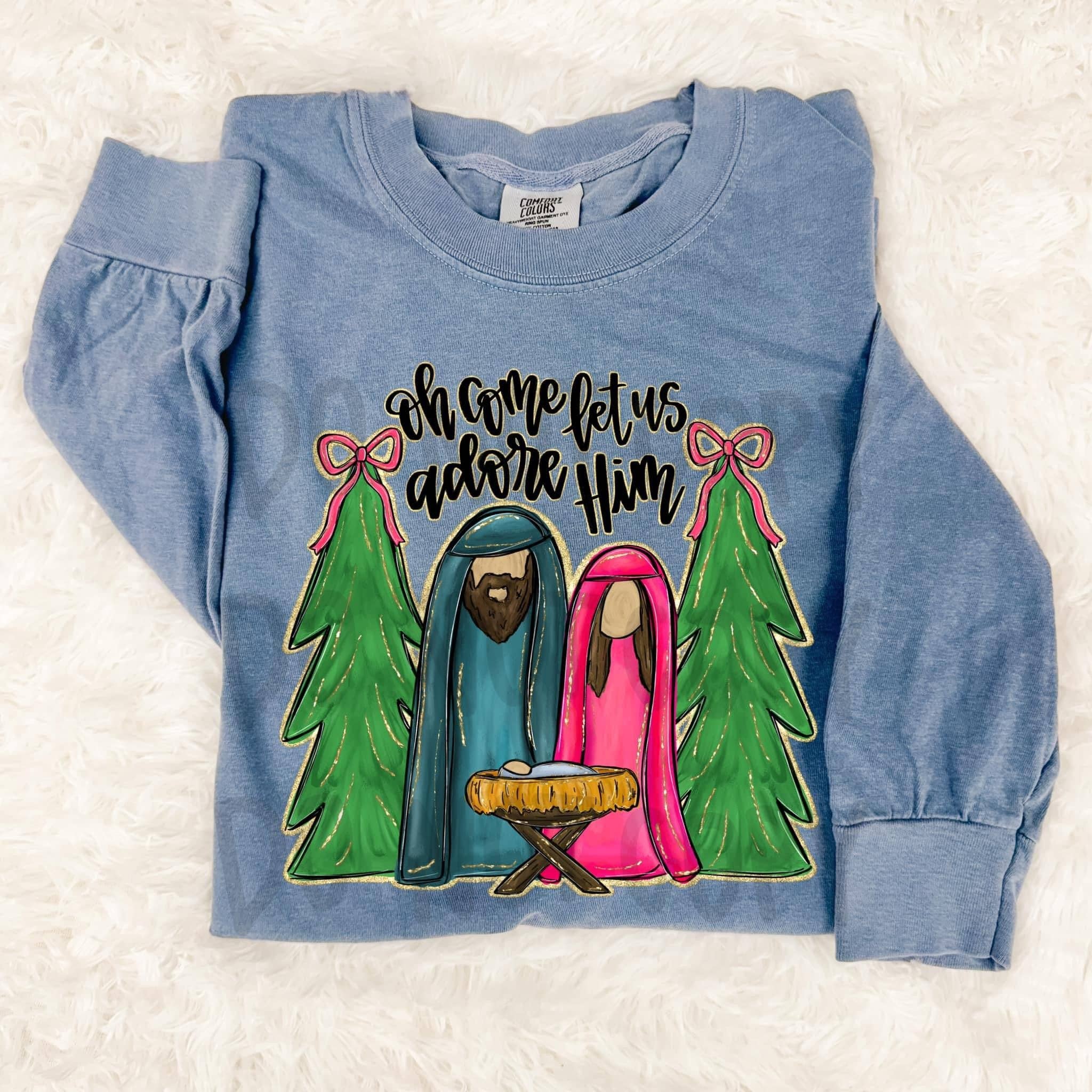 K and M Designs - Wholesale Sublimation Transfer - Oh Come Let Us Adore Him Christmas DTF Transfer0