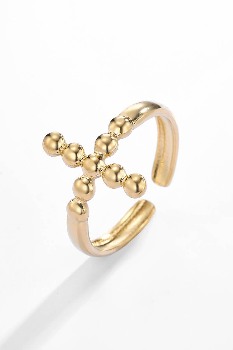 Gold 424YC53 stainless steel cross ring for wholesale on Faire2