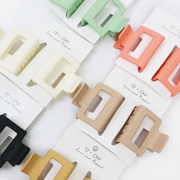 MIX COLOR Small Matt Cut Out Rectangle Hair Claw for wholesale on Faire4