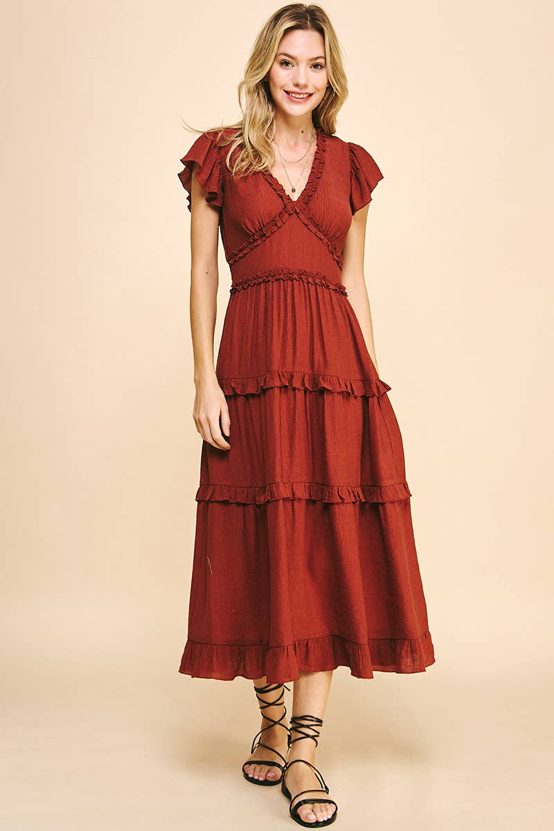 PINCH - Wholesale Dress - Women's - RUFFLED TEA LENGTH DRESS - 3597D18