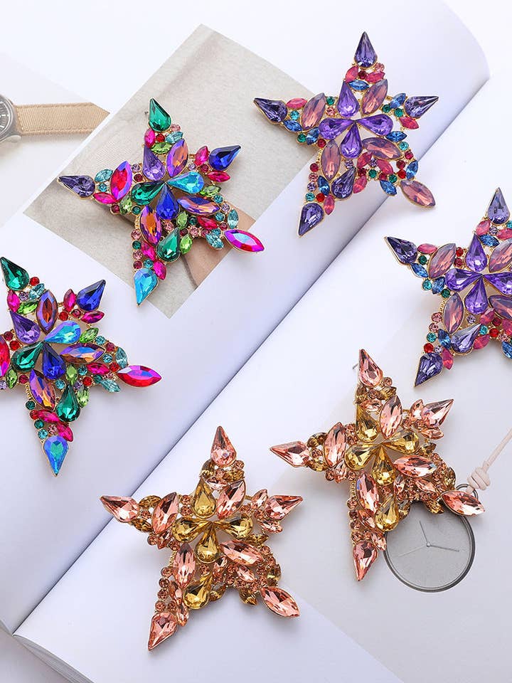 Boucles d'oreilles clous étoile en strass E4531 pour la vente par Ole