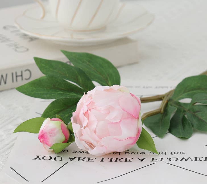 Sweet Home Deco - Wholesale Artificial Flowers - 26''T Silk Artificial Peony Spray, Spring Blooming Peonies 6