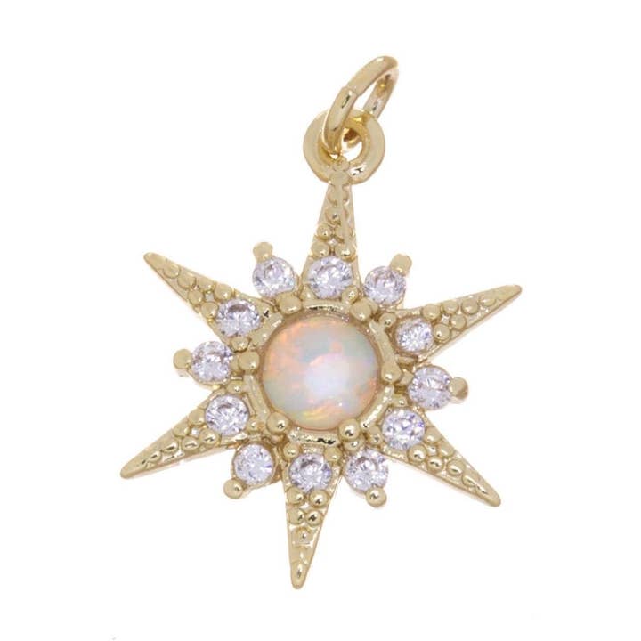 Pingente de Ouro com Zircónias Cúbicas Pavé Opal Starburst CPG236 por atacado de Jewel Pledge