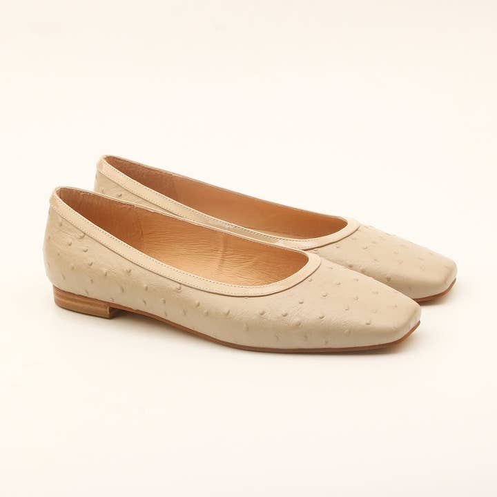 Square Ballet Flat - Ostrich for wholesale by Millwoods Shoes