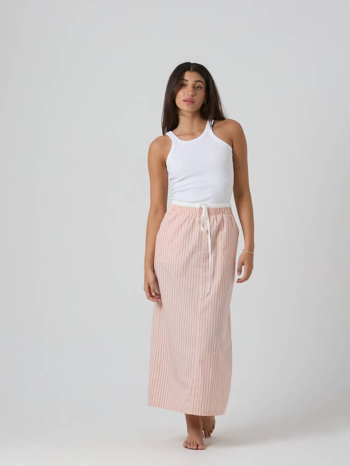 Pink Pinstripe Alex Skirt for wholesale on Faire0