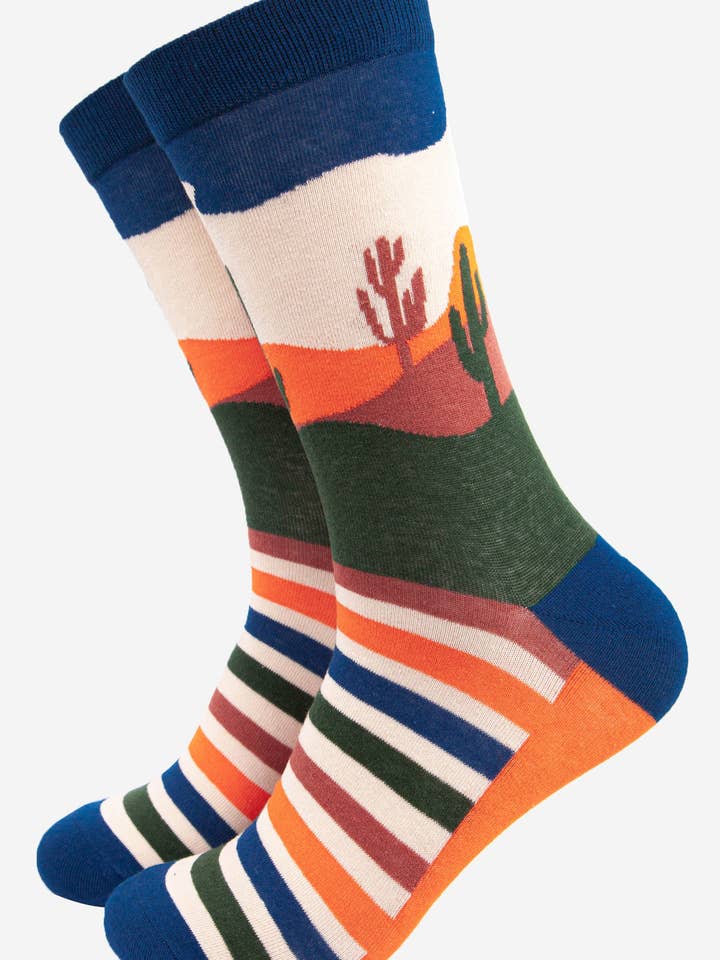 Sock Talk – wholesale Socks – Men's – Men's Wild West Desert Cactus Bamboo Socks0