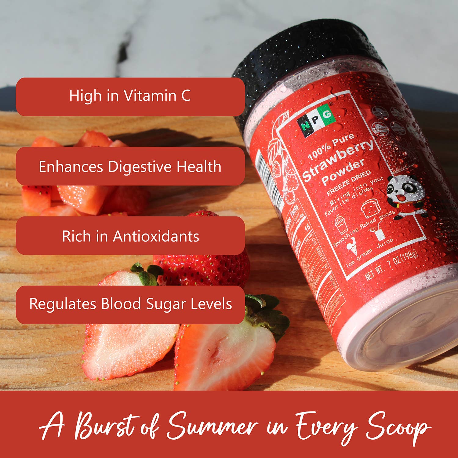 Natural Plus Green – wholesale Protein/superfood powder – NPG Pure Strawberry Powder 7 Oz3