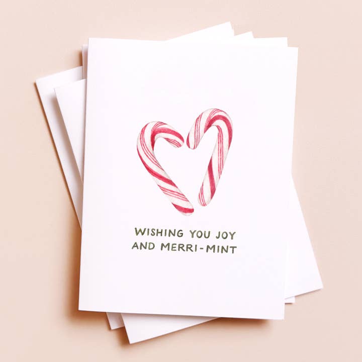 Amy Zhang - Wholesale Christmas Card - Joy and Merri-mint — Candy Cane Christmas Card