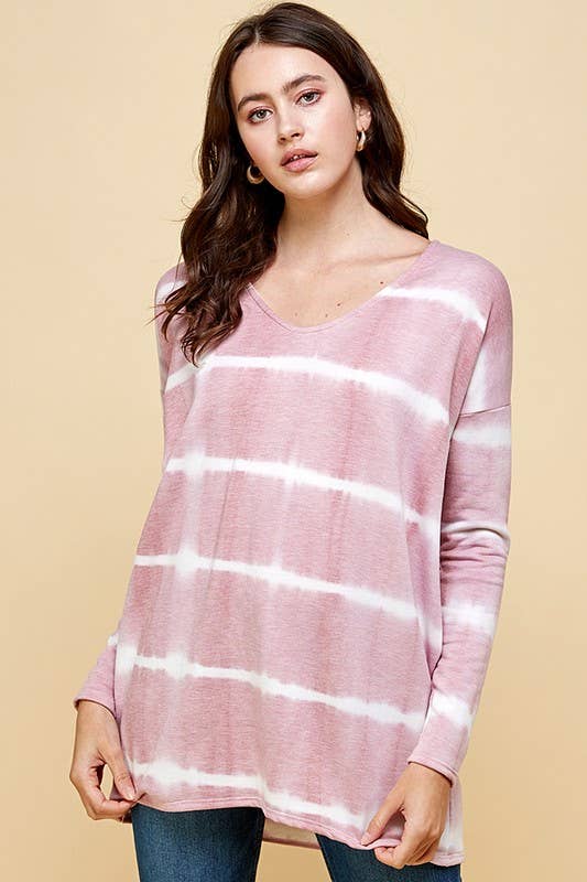 LA FIESTA – wholesale Tunika - Dam – TIE-DYE PRINT V-RINGAD TOPP0